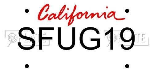 SFUG19 California License Plate