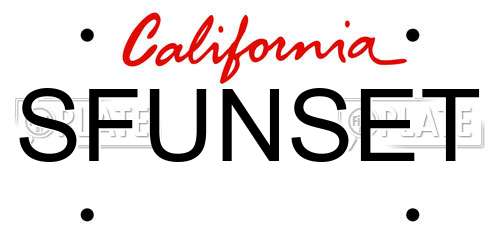 SFUNSET California License Plate