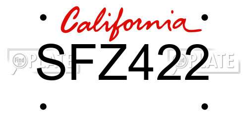 SFZ422 California License Plate