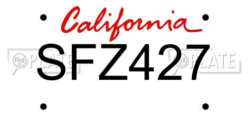 SFZ427 California License Plate