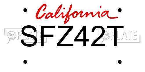 SFZ42T California License Plate