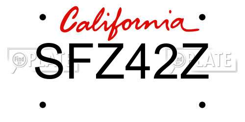 SFZ42Z California License Plate