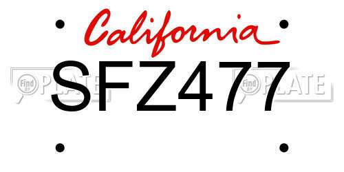 SFZ477 California License Plate