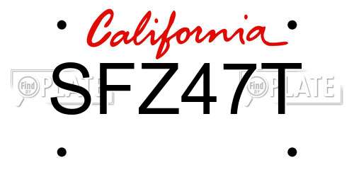 SFZ47T California License Plate