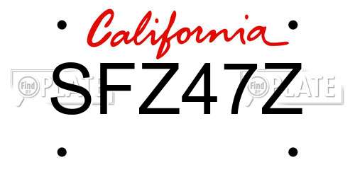 SFZ47Z California License Plate