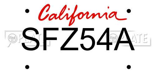 SFZ54A California License Plate
