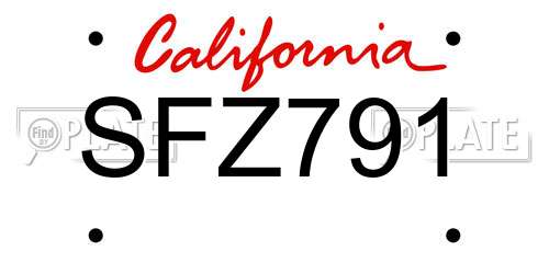 SFZ791 California License Plate
