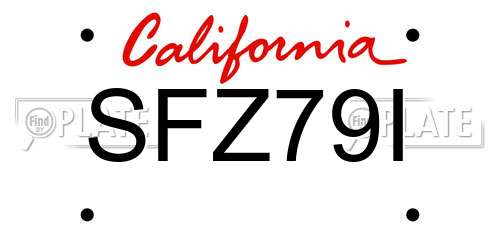 SFZ79I California License Plate