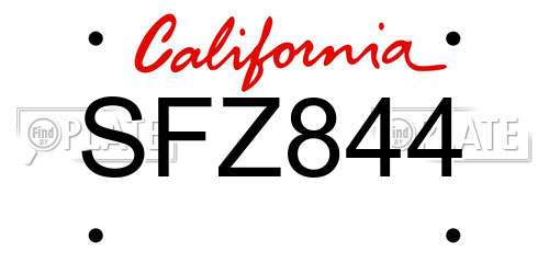 SFZ844 California License Plate