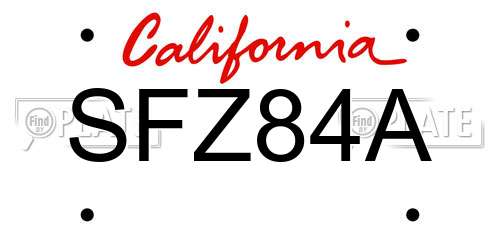 SFZ84A California License Plate