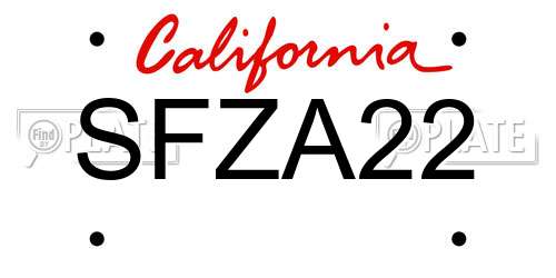 SFZA22 California License Plate