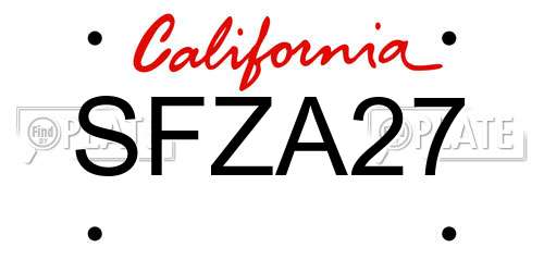 SFZA27 California License Plate