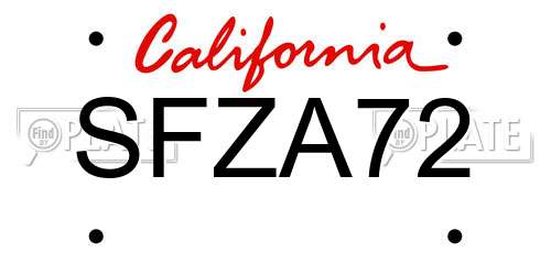 SFZA72 California License Plate