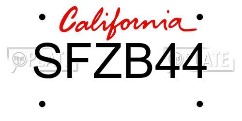 SFZB44 California License Plate