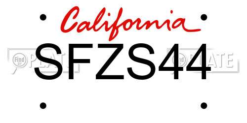 SFZS44 California License Plate