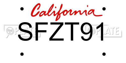 SFZT91 California License Plate