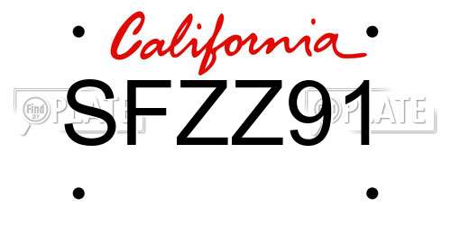 SFZZ91 California License Plate