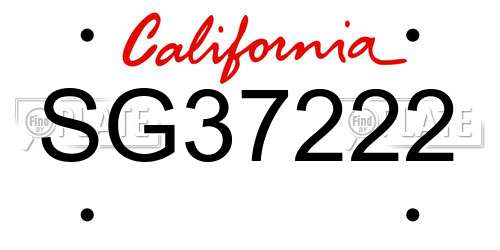 SG37222 California License Plate