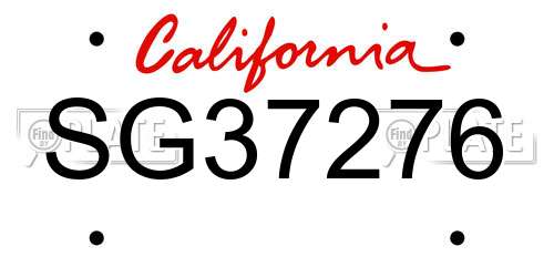 SG37276 California License Plate