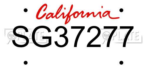 SG37277 California License Plate