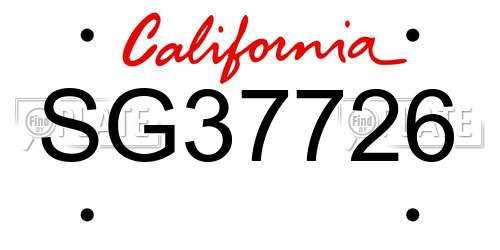 SG37726 California License Plate