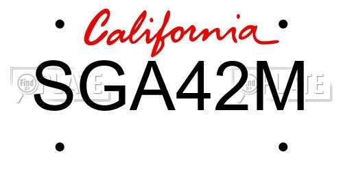 SGA42M California License Plate