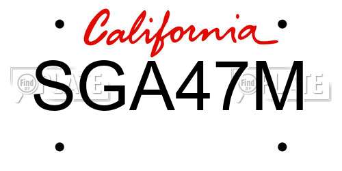 SGA47M California License Plate