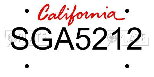 SGA5212 California License Plate