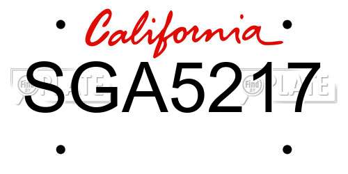 SGA5217 California License Plate