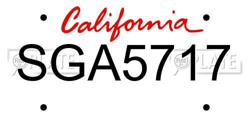 SGA5717 California License Plate