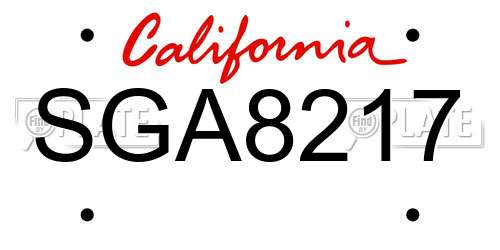 SGA8217 California License Plate
