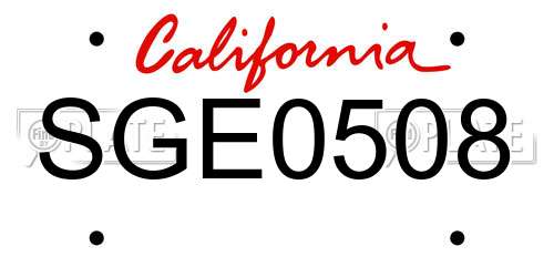 SGE0508 California License Plate