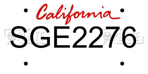 SGE2276 California License Plate