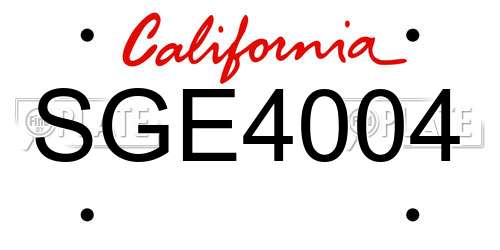 SGE4004 California License Plate