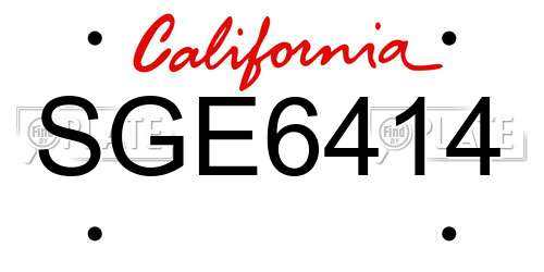 SGE6414 California License Plate