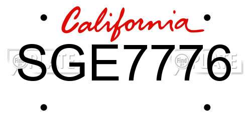 SGE7776 California License Plate