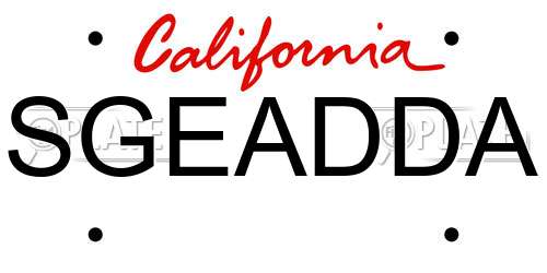 SGEADDA California License Plate