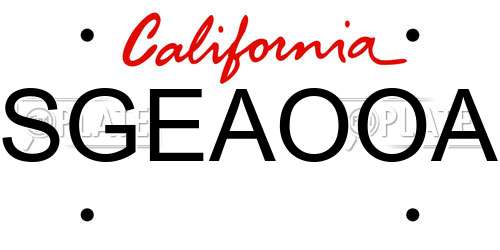 SGEAOOA California License Plate