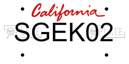 SGEK02 California License Plate