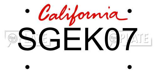 SGEK07 California License Plate