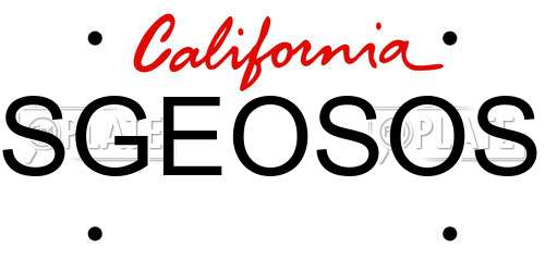 SGEOSOS California License Plate