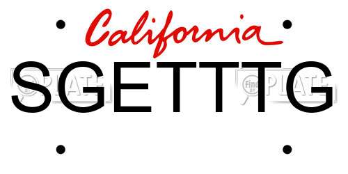 SGETTTG California License Plate