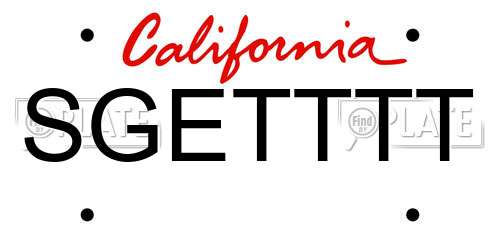 SGETTTT California License Plate