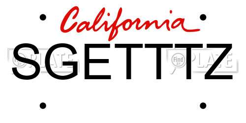 SGETTTZ California License Plate