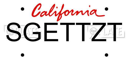 SGETTZT California License Plate