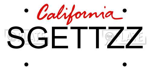 SGETTZZ California License Plate