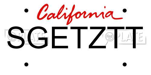 SGETZTT California License Plate