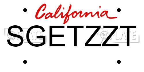 SGETZZT California License Plate