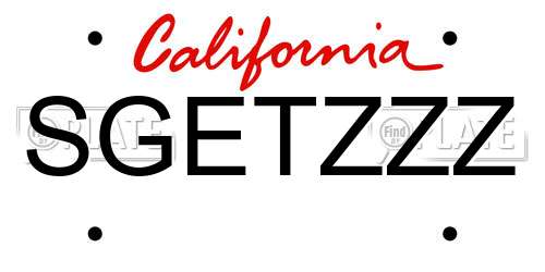 SGETZZZ California License Plate