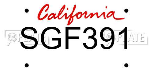 SGF391 California License Plate